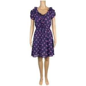 🦋GAP Floral Short Sleeve Mini Dress Purple & Pink Womens Size XS